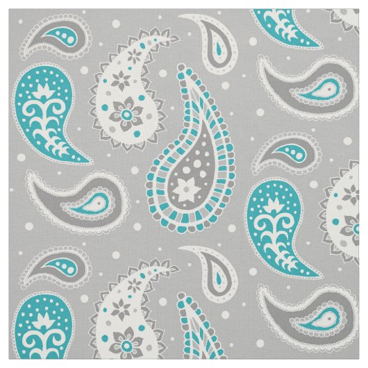 Paisley-Muster grau und aquamarin Stoff (Muster)