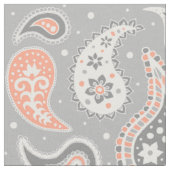 Paisley-Muster Grau und Koralle Stoff (Nahaufnahme)