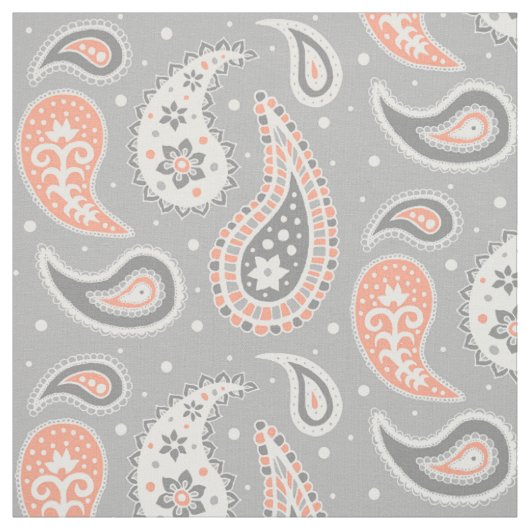 Paisley-Muster Grau und Koralle Stoff (Muster)