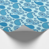 Paisley-Muster, Himmel und Kobaltblau Geschenkpapier (Ecke)