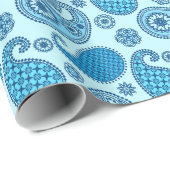 Paisley-Muster, Himmel und Kobaltblau Geschenkpapier (Rolleneckpunkt)