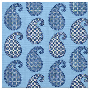 Paisley-Muster, Himmelblau, Marine und weiß Stoff