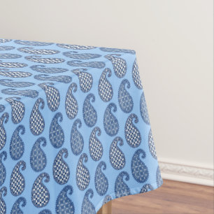 Paisley-Muster, Himmelblau, Marine und weiß Tischdecke