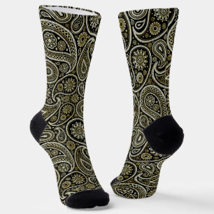 Paisley-Muster in Weiß und Gold Socken
