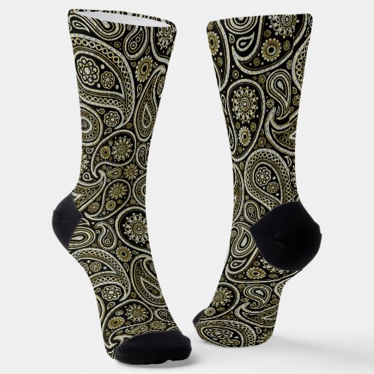 Paisley-Muster in Weiß und Gold Socken (Gewinkelt)