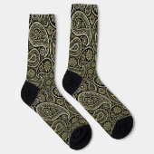 Paisley-Muster in Weiß und Gold Socken (Rechts)