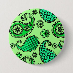 Paisley-Muster, Jade- und Minzgrün Button