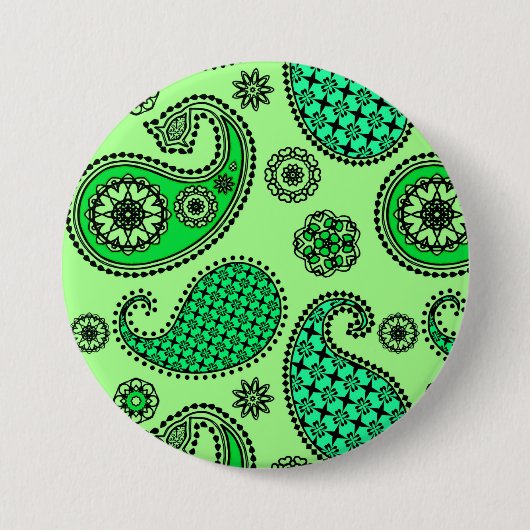Paisley-Muster, Jade- und Minzgrün Button (Vorderseite)