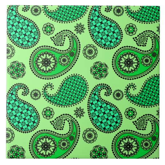 Paisley-Muster, Jade- und Minzgrün Fliese (Vorderseite)