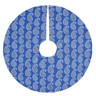 Paisley-Muster, Kobalt blau und weiß Polyester Weihnachtsbaumdecke