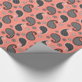 Paisley-Muster, Korallenrosa, Schwarz-Weiß Geschenkpapier (Ecke)