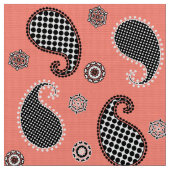 Paisley-Muster, Korallenrosa, Schwarz-Weiß Stoff (Nahaufnahme)