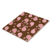 Paisley-Muster, Korallenrosa und Schokoladenbraun Fliese (Seite)