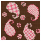 Paisley-Muster, Korallenrosa und Schokoladenbraun Stoff (Nahaufnahme)