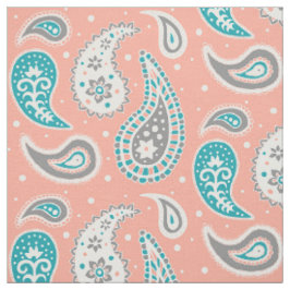 Paisley-Muster-korallenrotes aquamarines Grau Stoff