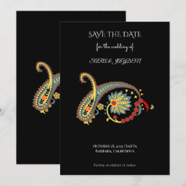 Paisley-Muster-Kunst – Boho-ethnischer botanischer Save The Date