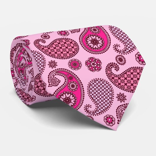 Paisley-Muster, Lichtschattierungen bis tiefrosa Krawatte (Gerollt)
