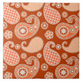Paisley-Muster, Mandarin Orange und Weiß Fliese (Vorderseite)