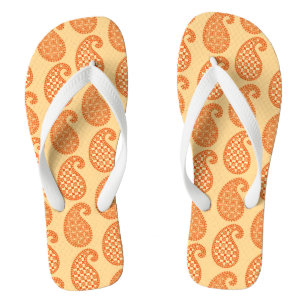 Paisley-Muster, Mandarin und Pastellorange Badesandalen