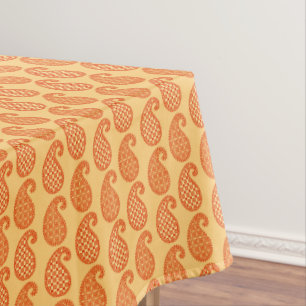 Paisley-Muster, Mandarin und Pastellorange Tischdecke
