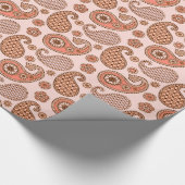 Paisley-Muster, Pfirsich und Korallenrosa Geschenkpapier (Ecke)