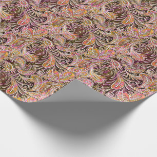 Paisley-Muster-Pflaumen-Rosa-Grün Geschenkpapier
