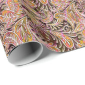 Paisley-Muster-Pflaumen-Rosa-Grün Geschenkpapier (Rolleneckpunkt)