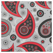 Paisley Muster rot schwarz und grau elegant Stoff (Nahaufnahme)