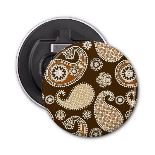 Paisley-Muster, Schokolade Brown und Tan Flaschenöffner (Vorderseite)