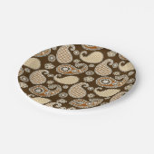 Paisley-Muster, Schokolade Brown und Tan Pappteller (Schrägansicht)