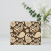 Paisley-Muster, Schokolade Brown und Tan Postkarte (Stehend Vorderseite)