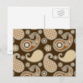 Paisley-Muster, Schokolade Brown und Tan Postkarte (Vorne/Hinten)