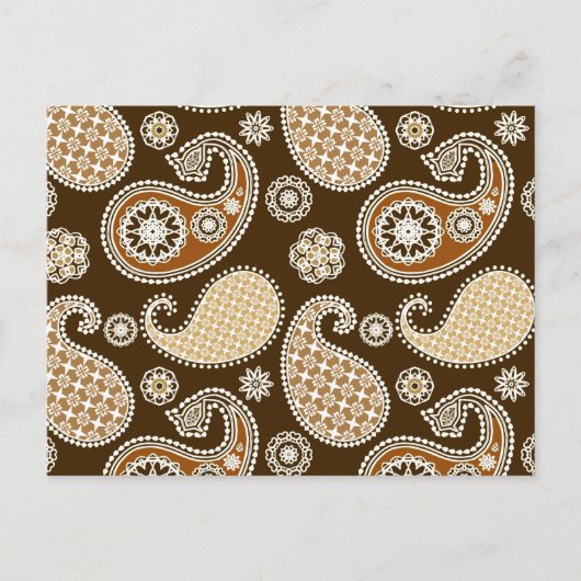 Paisley-Muster, Schokolade Brown und Tan Postkarte (Vorderseite)