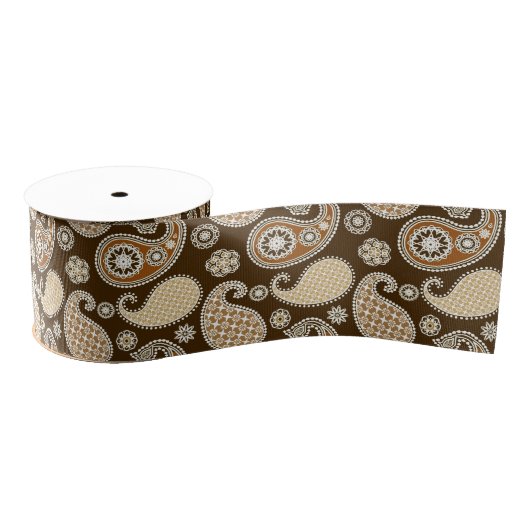 Paisley-Muster, Schokolade Brown und Tan Ripsband (Spule)