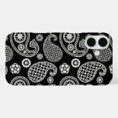 Paisley-Muster, Schwarz und Weiß Case-Mate iPhone Hülle (Rückseite (Horizontal))