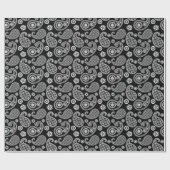 Paisley-Muster, Schwarz und Weiß Geschenkpapier (Flach)