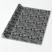 Paisley-Muster, Schwarz und Weiß Geschenkpapier (Ungerollt)