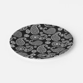Paisley-Muster, Schwarz und Weiß Pappteller (Schrägansicht)