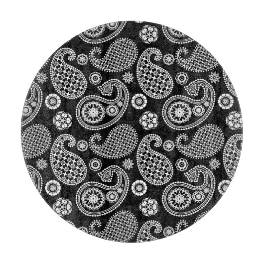 Paisley-Muster, Schwarz und Weiß Schneidebrett (Vorderseite)