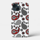 Paisley-Muster, Schwarz, Weiß und Rot Case-Mate iPhone Hülle (Rückseite)