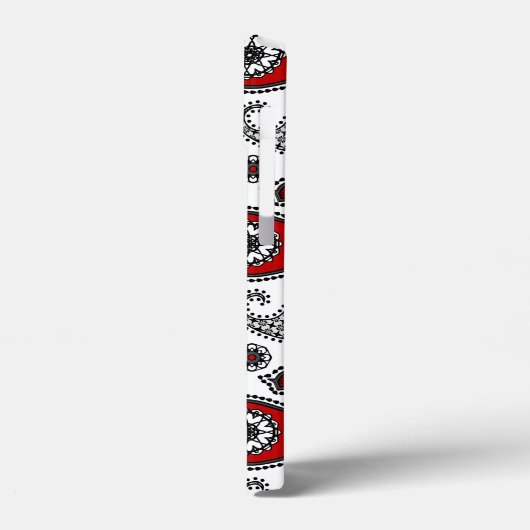 Paisley-Muster, Schwarz, Weiß und Rot Case-Mate iPhone Hülle (Rückseite / Links)