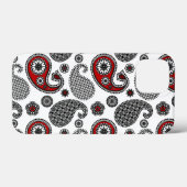 Paisley-Muster, Schwarz, Weiß und Rot Case-Mate iPhone Hülle (Rückseite (Horizontal))
