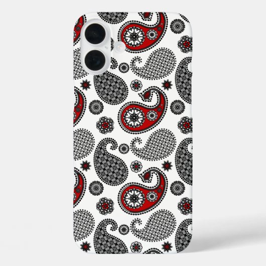 Paisley-Muster, Schwarz, Weiß und Rot Case-Mate iPhone Hülle (Rückseite)