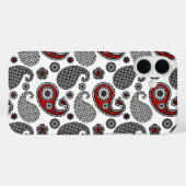 Paisley-Muster, Schwarz, Weiß und Rot Case-Mate iPhone Hülle (Rückseite (Horizontal))