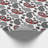 Paisley-Muster, Schwarz, Weiß und Rot Geschenkpapier (Ecke)