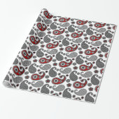 Paisley-Muster, Schwarz, Weiß und Rot Geschenkpapier (Ungerollt)