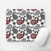 Paisley-Muster, Schwarz, Weiß und Rot Mousepad (Mit Mouse)