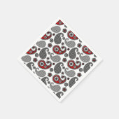 Paisley-Muster, Schwarz, Weiß und Rot Serviette (Ecke)