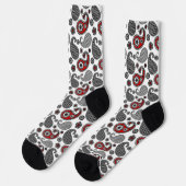 Paisley-Muster, Schwarz, Weiß und Rot Socken (Linkes Detail)