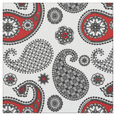 Paisley-Muster, Schwarz, Weiß und Rot Stoff (Nahaufnahme)